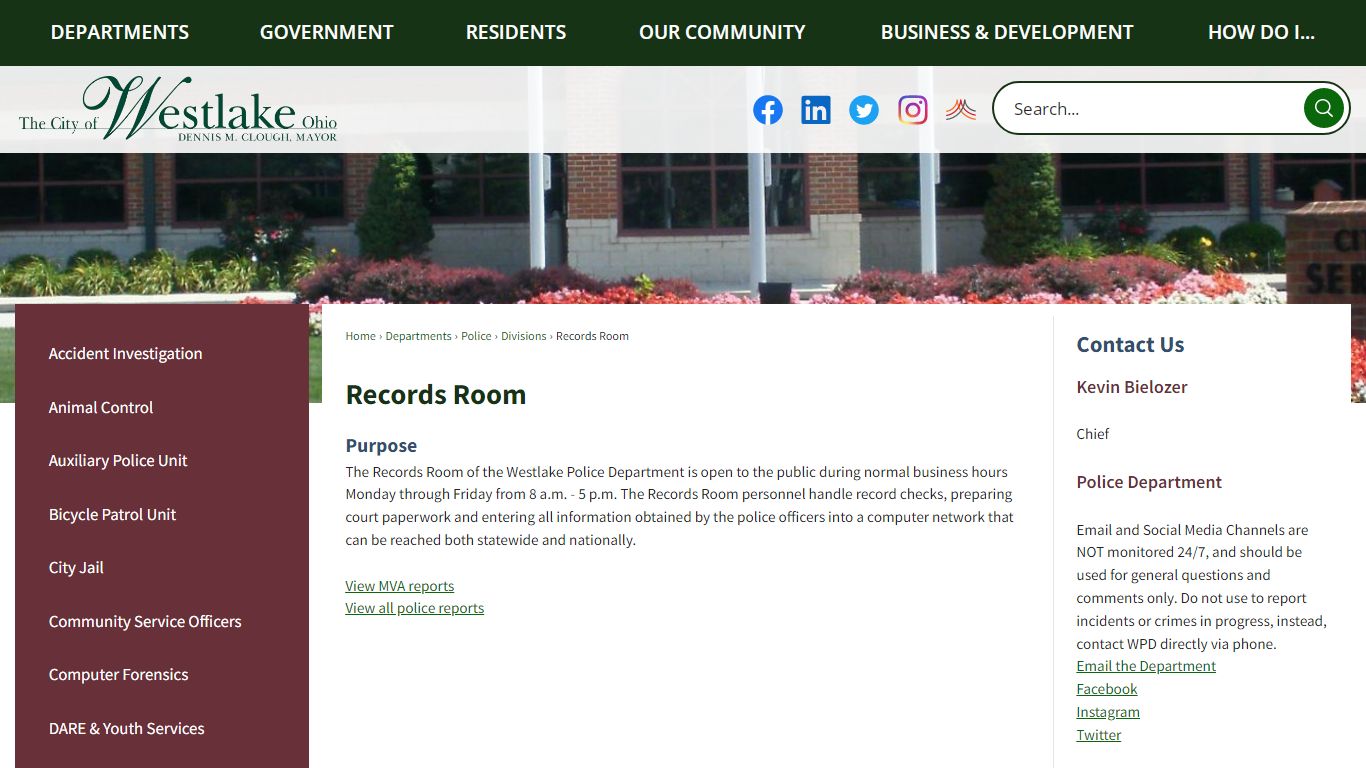 Records Room | Westlake, OH - Official Website