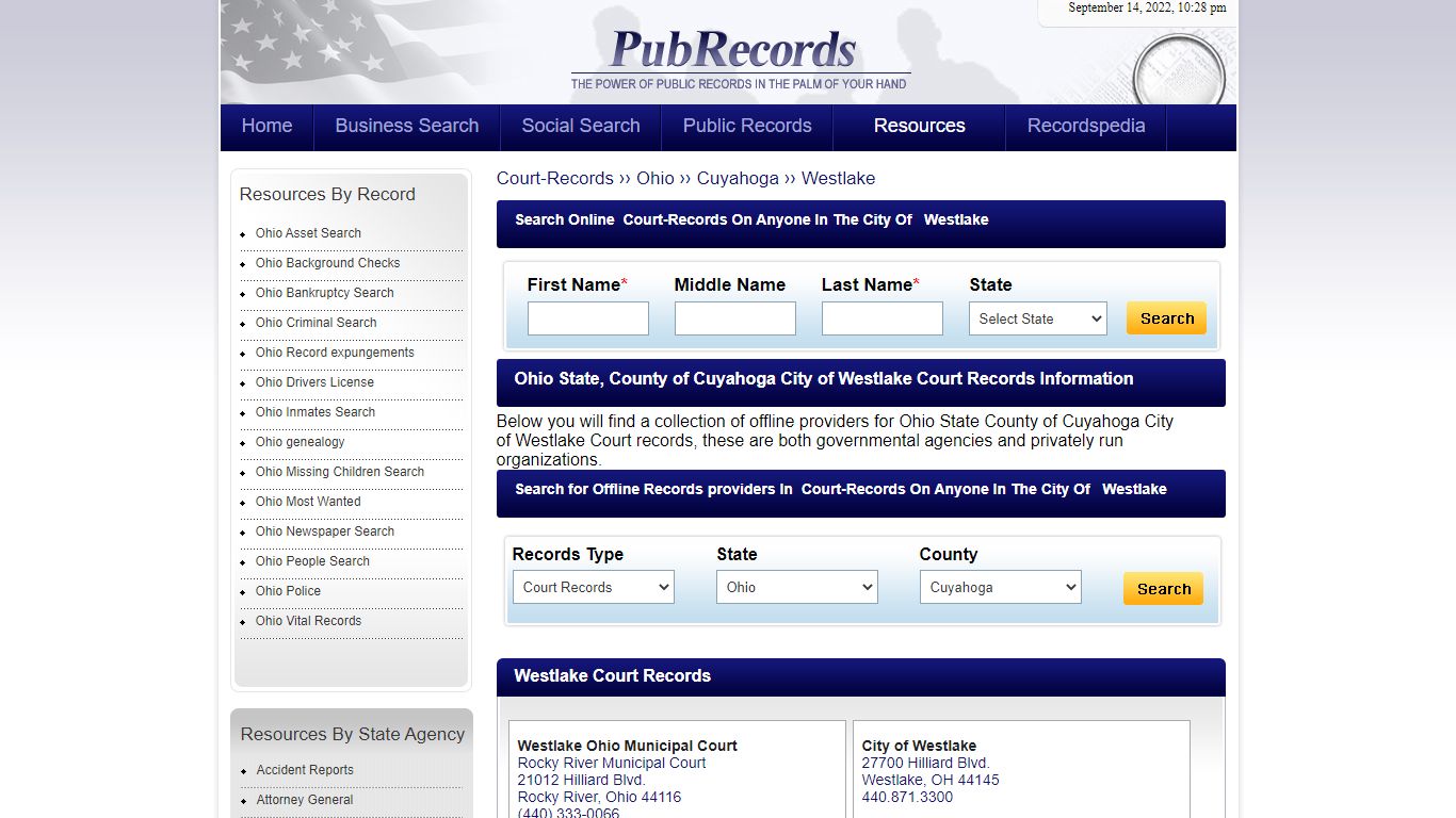Westlake, Cuyahoga County, Ohio Court Records - Pubrecords.com