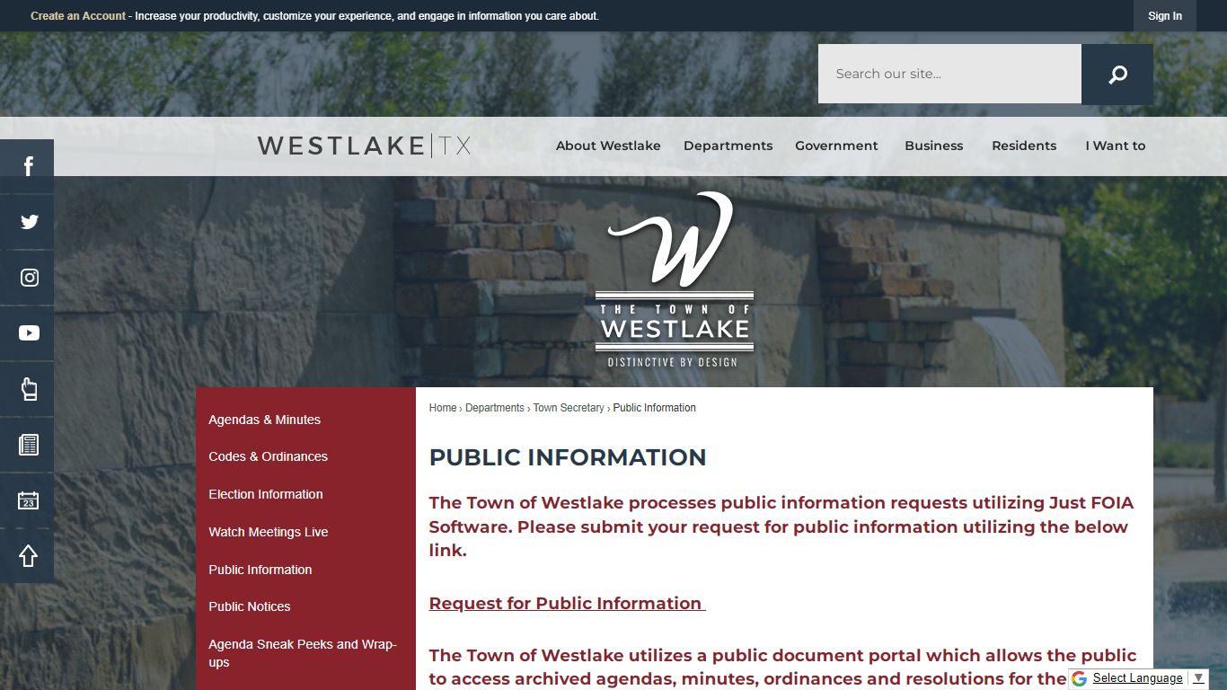 Public Information | Westlake, TX - Official Website